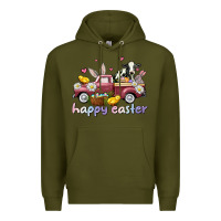 Army Green happy easter trucks Premium Hoodie - AdoDesignShop