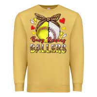 Antique Gold busy raising ballers with baseball and softball Premium Sweatshirt - texasbilliewilder