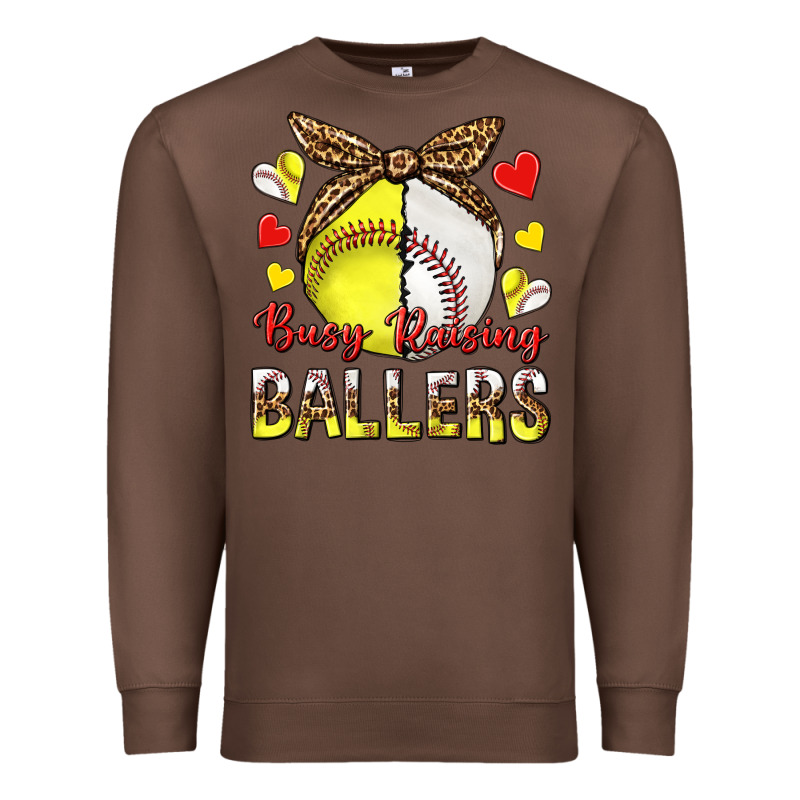 Busy Raising Ballers With Baseball And Softball Premium Sweatshirt by texasbilliewilder | Teevron