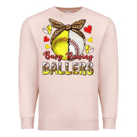 Pale Pink busy raising ballers with baseball and softball Premium Sweatshirt - texasbilliewilder