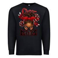 Black cheer mom afro messy bun Premium Sweatshirt - texasbilliewilder