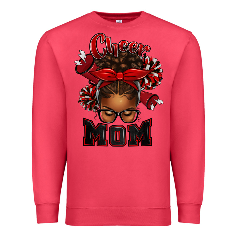 Cheer Mom Afro Messy Bun Premium Sweatshirt by texasbilliewilder | Teevron