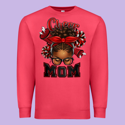 Premium Sweatshirt cheer mom afro messy bun