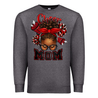 Charcoal Heather cheer mom afro messy bun Premium Sweatshirt - texasbilliewilder
