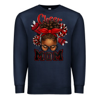 Navy cheer mom afro messy bun Premium Sweatshirt - texasbilliewilder