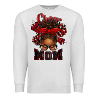 Oatmeal Heather cheer mom afro messy bun Premium Sweatshirt - texasbilliewilder