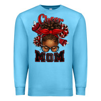 Ocean Blue cheer mom afro messy bun Premium Sweatshirt - texasbilliewilder