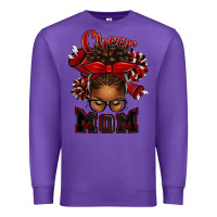 Purple cheer mom afro messy bun Premium Sweatshirt - texasbilliewilder