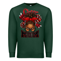 Sports Green cheer mom afro messy bun Premium Sweatshirt - texasbilliewilder