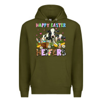 Army Green happy easter heifer's Premium Hoodie - AdoDesignShop