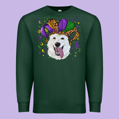 Premium Sweatshirt mardi gras hat  white shepherd