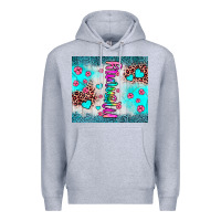 Heather Grey mommy leopard turquoise Premium Hoodie - JahusDesignShop