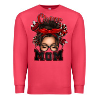 Cardinal cheer mom messy bun Premium Sweatshirt - texasbilliewilder