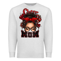 Oatmeal Heather cheer mom messy bun Premium Sweatshirt - texasbilliewilder