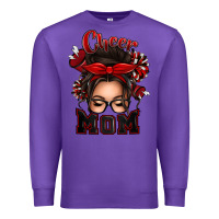 Purple cheer mom messy bun Premium Sweatshirt - texasbilliewilder