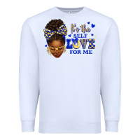White sorority colors blue and gold it's the self love f Premium Sweatshirt - texasbilliewilder