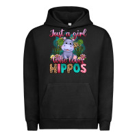 Pigment Black just a girl who loves hippos Urban Hoodie - Artiststas