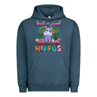 Pigment Midnight Navy just a girl who loves hippos Urban Hoodie - Artiststas