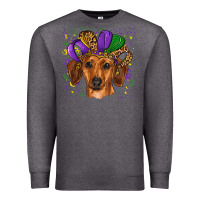 Charcoal Heather mardi gras hat dachshund Premium Sweatshirt - RanaPortraitStore