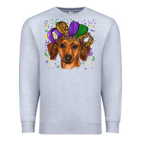 Heather Grey mardi gras hat dachshund Premium Sweatshirt - RanaPortraitStore