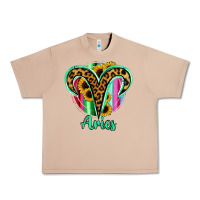 Aries Zodiac Sign Sunflower Leopard Serape Urban Heavy Tee | Teevron