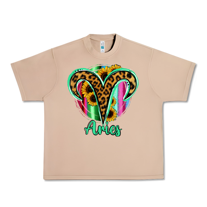 Aries Zodiac Sign Sunflower Leopard Serape Urban Heavy Tee by RanaPortraitStore | Teevron