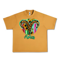 Peanut Butter Aries Zodiac Sign Sunflower Leopard Serape Urban Heavy Tee - RanaPortraitStore