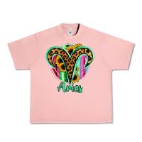 Salmon Aries Zodiac Sign Sunflower Leopard Serape Urban Heavy Tee - RanaPortraitStore