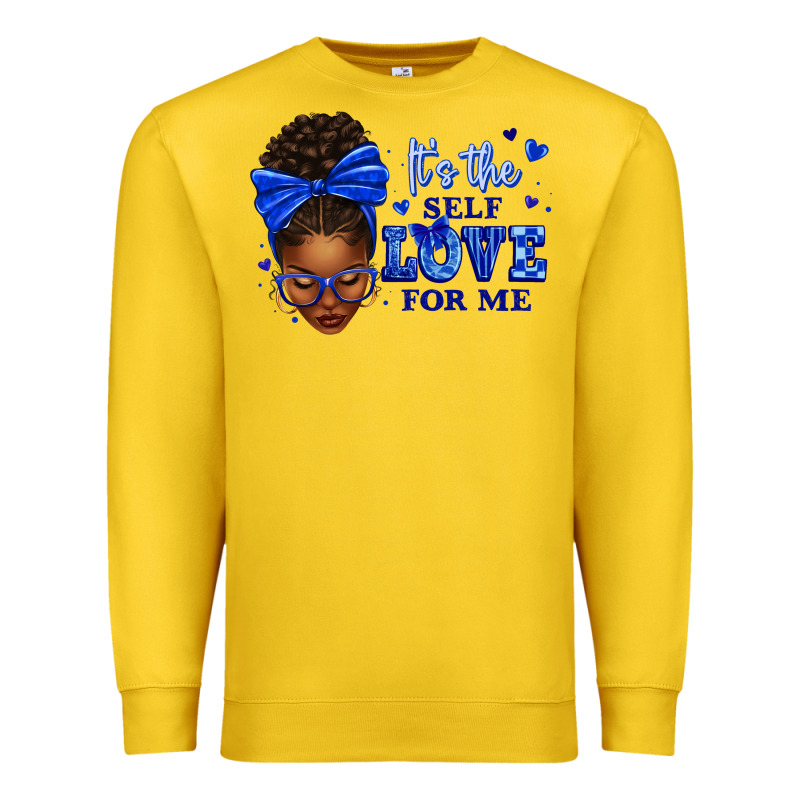 Sorority Colors It's The Self Love For Me Afro Wom Premium Sweatshirt by texasbilliewilder | Teevron