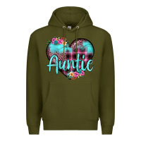 Army Green auntie leopard turquoise heart Premium Hoodie - JahusDesignShop