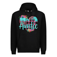 Black auntie leopard turquoise heart Premium Hoodie - JahusDesignShop