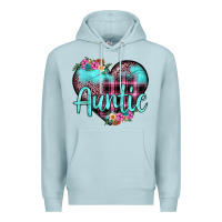 Blue Mist auntie leopard turquoise heart Premium Hoodie - JahusDesignShop