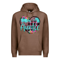 Chestnut auntie leopard turquoise heart Premium Hoodie - JahusDesignShop