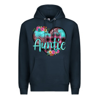 Navy auntie leopard turquoise heart Premium Hoodie - JahusDesignShop