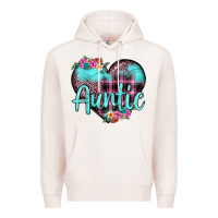 Pale Pink auntie leopard turquoise heart Premium Hoodie - JahusDesignShop