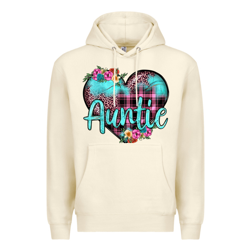Auntie Leopard Turquoise Heart Premium Hoodie by JahusDesignShop | Teevron