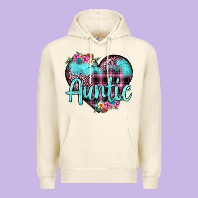 Auntie Leopard Turquoise Heart Premium Hoodie Designed By Jahusdesignshop
