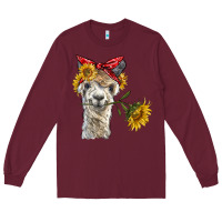 Burgundy alpaca with sunflowers and bandana Long Sleeve Tee - BarkalooDesign