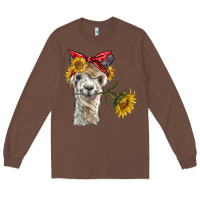 Chestnut alpaca with sunflowers and bandana Long Sleeve Tee - BarkalooDesign