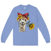 Colony Blue alpaca with sunflowers and bandana Long Sleeve Tee - BarkalooDesign