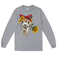 Heather Grey alpaca with sunflowers and bandana Long Sleeve Tee - BarkalooDesign