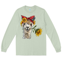 Matcha alpaca with sunflowers and bandana Long Sleeve Tee - BarkalooDesign