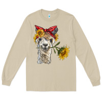 Mushroom alpaca with sunflowers and bandana Long Sleeve Tee - BarkalooDesign