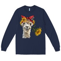 Navy alpaca with sunflowers and bandana Long Sleeve Tee - BarkalooDesign