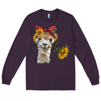 Alpaca With Sunflowers And Bandana Long Sleeve Tee | Teevron
