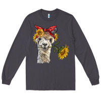 Smoke alpaca with sunflowers and bandana Long Sleeve Tee - BarkalooDesign
