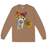Toasted Coconut alpaca with sunflowers and bandana Long Sleeve Tee - BarkalooDesign