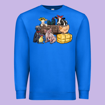 Premium Sweatshirt farm animals wagon