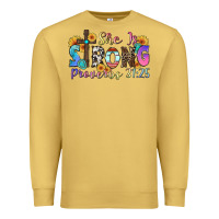 Antique Gold she is strong proverbs 31 25 Premium Sweatshirt - Zillion Design Studio