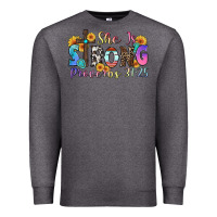 Charcoal Heather she is strong proverbs 31 25 Premium Sweatshirt - Zillion Design Studio
